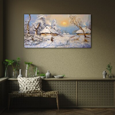 Glasbild Ländliche Winterlandschaft