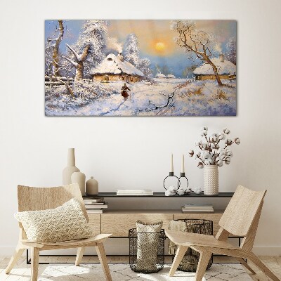 Glasbild Ländliche Winterlandschaft