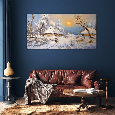 Glasbild Ländliche Winterlandschaft