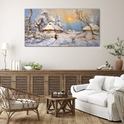 Glasbild Ländliche Winterlandschaft