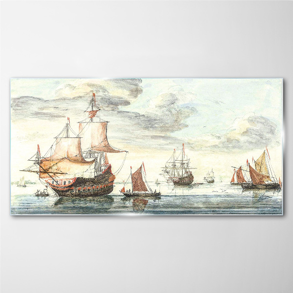 Glasbild Kreuzfahrt mit historischen Segelschiffen