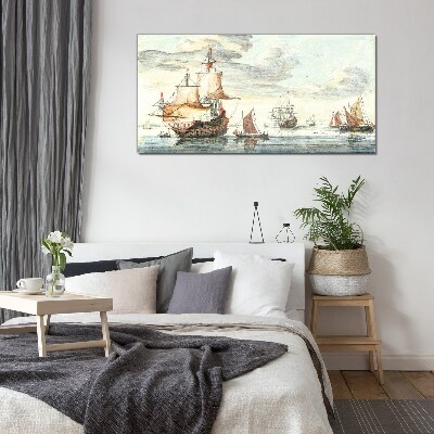 Glasbild Kreuzfahrt mit historischen Segelschiffen