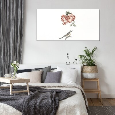 Glasbild Tierische Vogelblumen