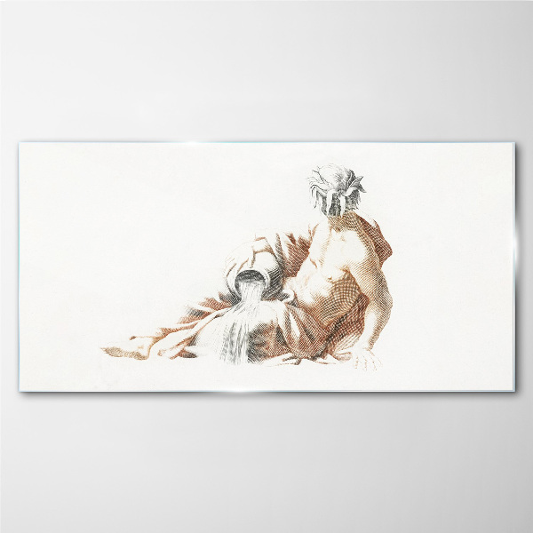 Glasbild Mythologischer Mann mit Krug