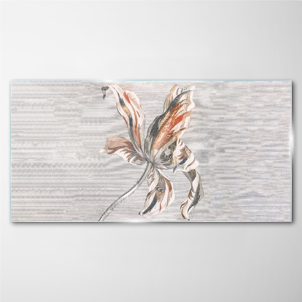 Glasbild Eine zarte Blume auf grauem Hintergrund