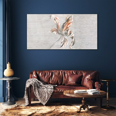 Glasbild Eine zarte Blume auf grauem Hintergrund