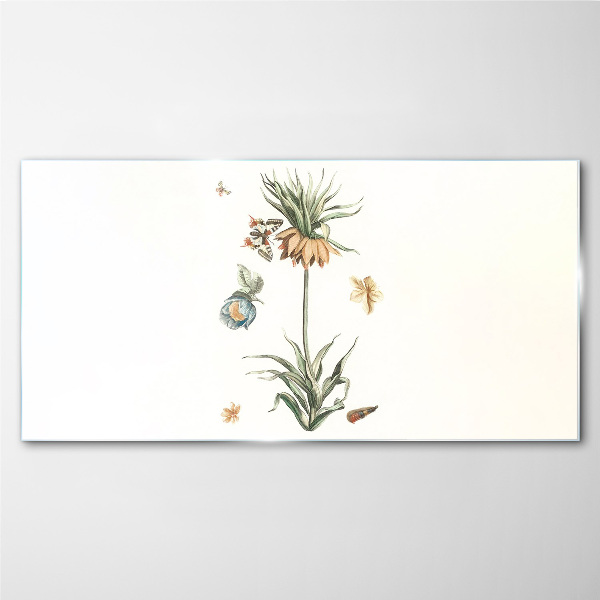 Glasbild Pflanzenblumen zeichnen