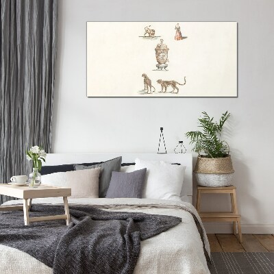 Glasbild Exotische Tiere und eine Vase