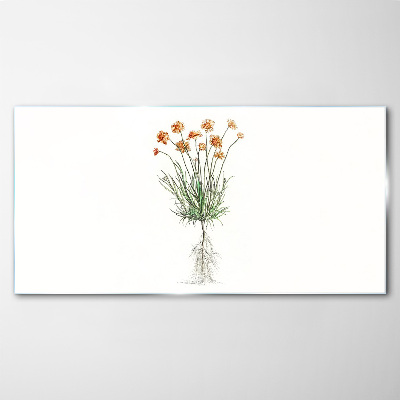 Glasbild Blumen mit Wurzeln