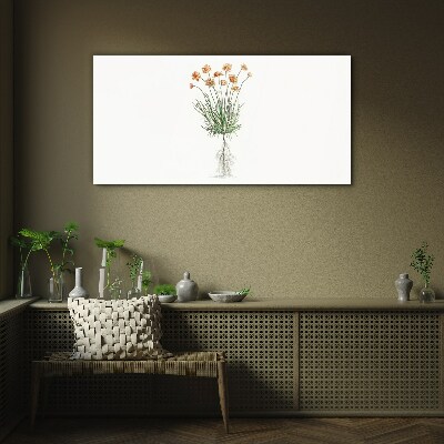 Glasbild Blumen mit Wurzeln