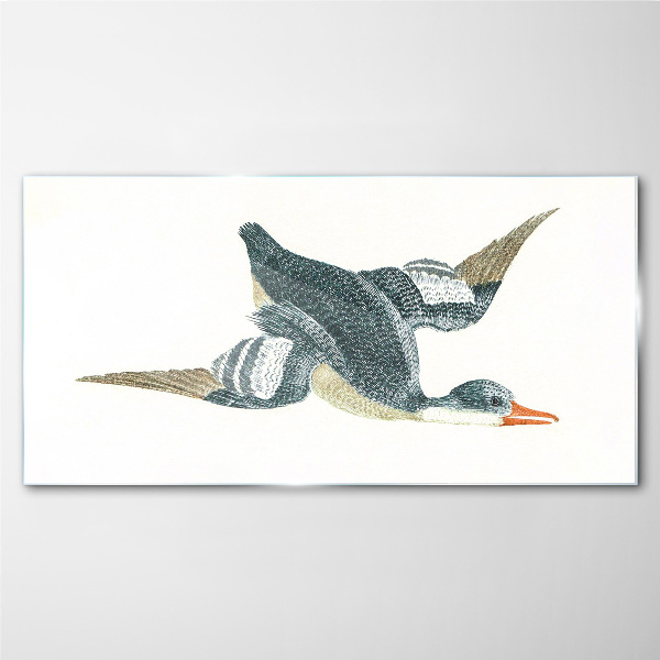 Glasbild Fliegende Ente in Pastelltönen