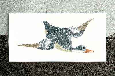 Glasbild Fliegende Ente in Pastelltönen