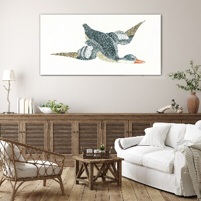 Glasbild Fliegende Ente in Pastelltönen