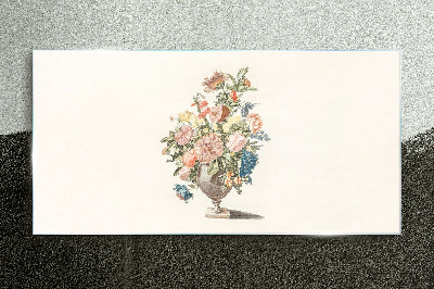 Glasbild Vase mit Blumen in Pastellfarben