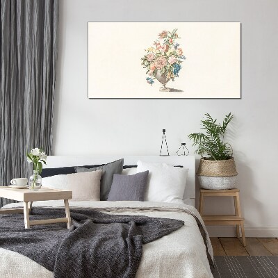 Glasbild Vase mit Blumen in Pastellfarben
