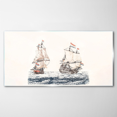 Glasbild Segelschiffe auf ruhiger See
