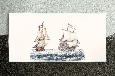 Glasbild Segelschiffe auf ruhiger See
