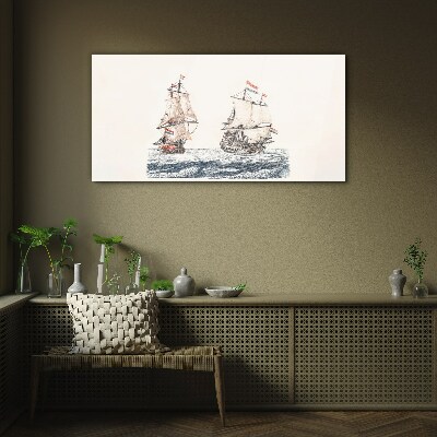 Glasbild Segelschiffe auf ruhiger See