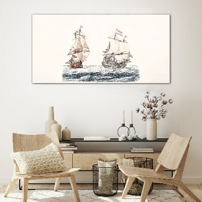 Glasbild Segelschiffe auf ruhiger See