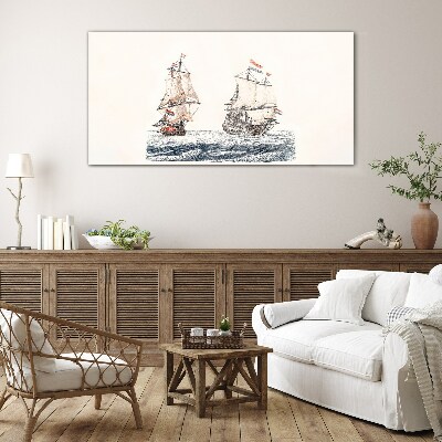 Glasbild Segelschiffe auf ruhiger See