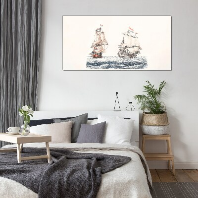 Glasbild Segelschiffe auf ruhiger See