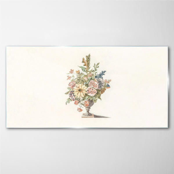 Glasbild Blumenstrauß in einer Vase