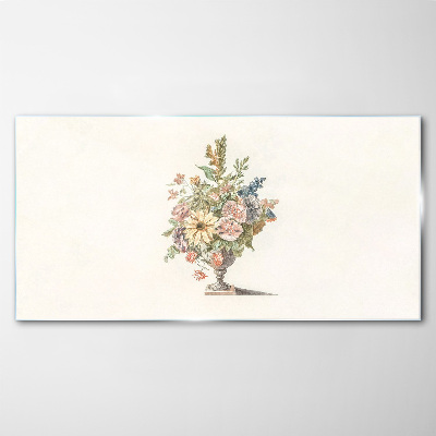 Glasbild Blumenstrauß in einer Vase