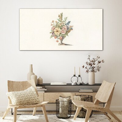Glasbild Blumenstrauß in einer Vase