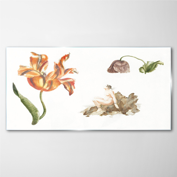 Glas bild Florale Motive in zarten Farbtönen