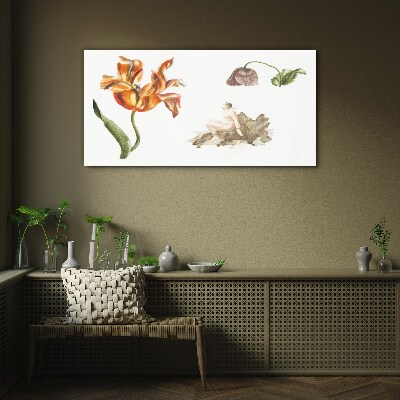 Glas bild Florale Motive in zarten Farbtönen