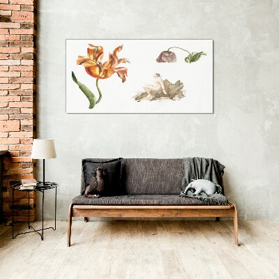 Glas bild Florale Motive in zarten Farbtönen