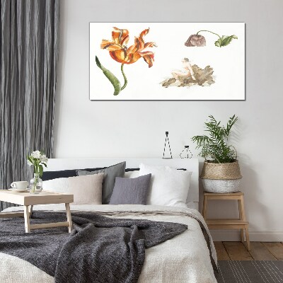 Glas bild Florale Motive in zarten Farbtönen