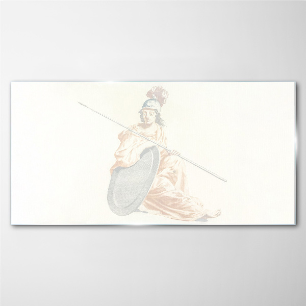 Glasbild Verteidiger mit Schild und Speer