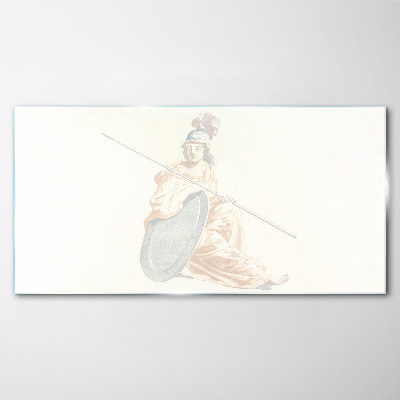 Glasbild Verteidiger mit Schild und Speer