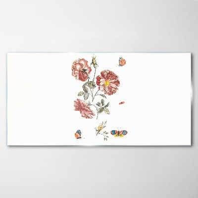 Bild auf glas Blumenmotiv mit Insekten