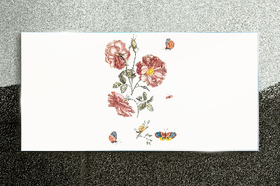 Bild auf glas Blumenmotiv mit Insekten