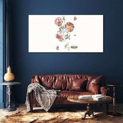 Bild auf glas Blumenmotiv mit Insekten