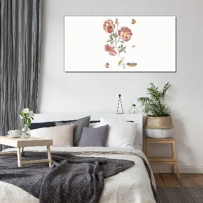 Bild auf glas Blumenmotiv mit Insekten