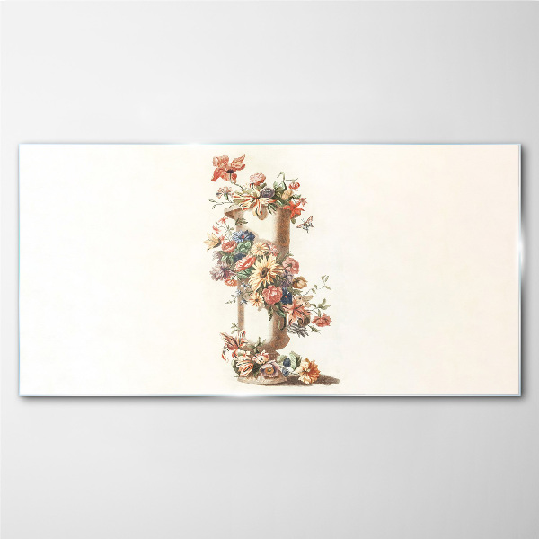 Glasbild Blumenvase mit Naturmotiv