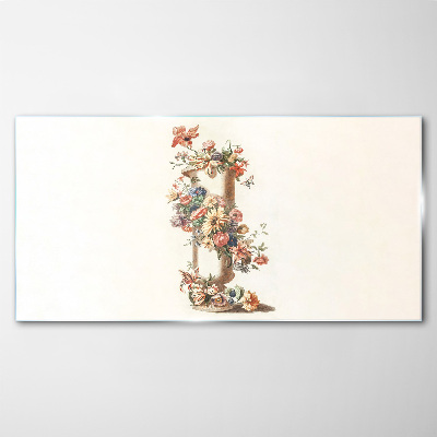Glasbild Blumenvase mit Naturmotiv