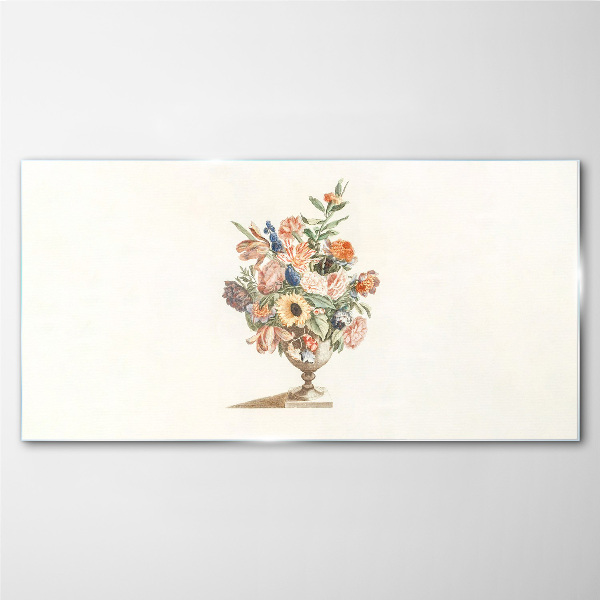 Glasbild Vase mit Blumen