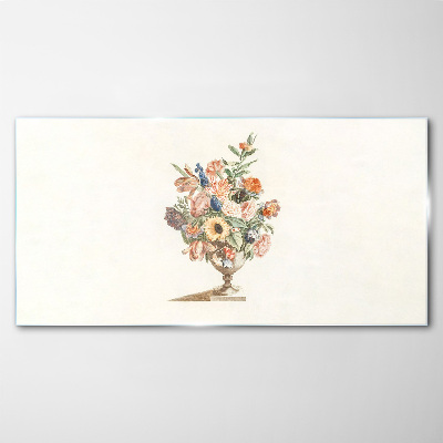 Glasbild Vase mit Blumen