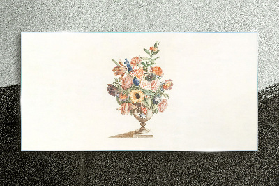Glasbild Vase mit Blumen