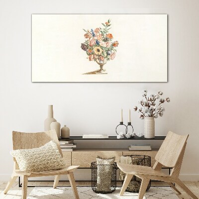 Glasbild Vase mit Blumen