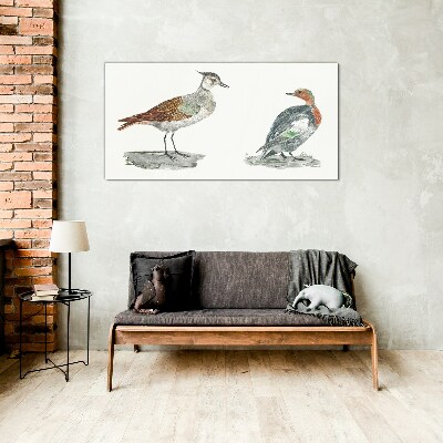 Glasbild Vögel in den Farben der Natur