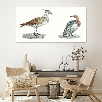 Glasbild Vögel in den Farben der Natur
