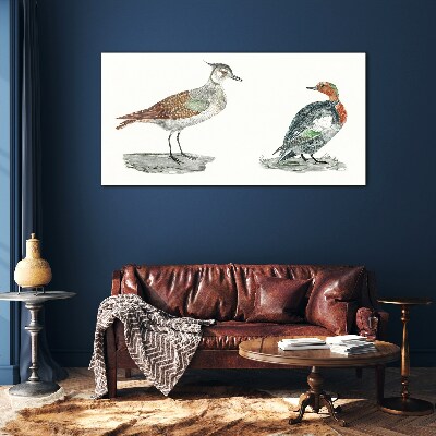 Glasbild Vögel in den Farben der Natur