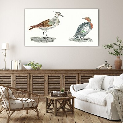Glasbild Vögel in den Farben der Natur