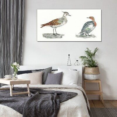 Glasbild Vögel in den Farben der Natur