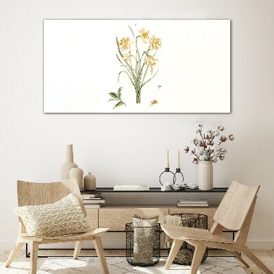 Glasbild Narzissenblüten mit Naturmotiv